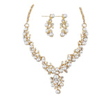 Pearl Rhinestone Necklace & Earrings
