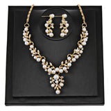 Pearl Rhinestone Necklace & Earrings